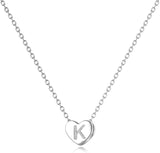 Initial Necklace Sterling Silver Letter Heart Alphabet Choker for Women