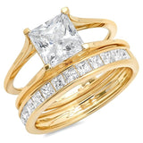 3.6 Ct Princess Cut Solitaire Engagement Promise Wedding Bridal Anniversary Ring Set 14K Yellow Gold