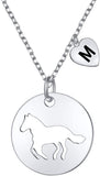 925 Sterling Silver Horse Necklace for Girls with Initial Horse Gifts for Horse Lover Women Jewelry