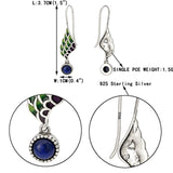 Women's 925 Sterling Silver Enamel Lapis Lazuli Angel Wing Daily Hook Drop Earrings