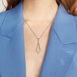 S925 Sterling Silver Rhombus Shaped Pendant  with Cubic  Zircon Simplicity Chic Jewelry for Girls and Women