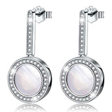 925 Sterling Silver Moonlight Shell Drop Earrings Cubic Zirconia Dangle Earrings for Women and Girls