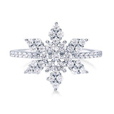 Rhodium Plated Sterling Silver Cubic Zirconia CZ Snowflake Fashion Right Hand Ring