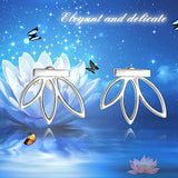 Lotus Earrings Jackets Sterling Silver Simple Lotus Flower Bar Stud Earrings for Women Girls Christmas Gifts