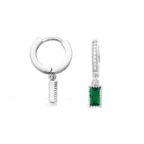 925 Sterling Silver Small Huggie Hoop Earrings Gold Plated Created Emerald CZ Tiny Dangle Drop Earrings For Women