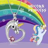925 Sterling Silver Unicorn Pendant Necklace For Teen Girls Unicorn Birthstone Jewelry Gift For Women Crystals