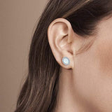 October Birthstone Sterling Silver White Opal Earrings Oval Halo Stud Cubic Zirconia CZ Fire Opal Fine Jewelry for Women