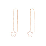 18K Gold Fashion Hot Sale Long Chain Star Dangle Drop Earrings Ladies Jewelry Rose Gold Plated