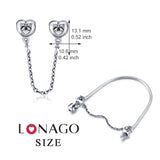 Bowknot Safety Chain Charms Beads For Bracelet Design 925 Sterling Silver