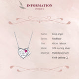 925 Sterling Silver Warm Angel with Heart Shape Pendant Necklace Precious Jewelry For Women