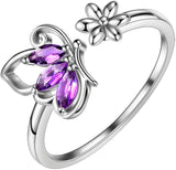 Butterfly Jewelry Women 925 Sterling Silver Butterflies Rings Wedding Gift