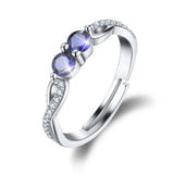 925 Sterling Silver Rings Twisted Rings with Double Round Cut Birthstone Cubic Zirconia Adjustable Rings for Women