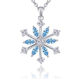 Silver  CZ Winter Frozen Large Snowflake Necklace Pendant