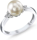 Pearl Ring for Ladies 14K Gold Grace Pearl and Diamond Ring