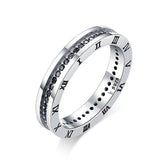 925 Sterling Silver Roman Numerals Time Round Stackable Rings Precious Jewelry For Women