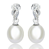 Natural Pearl Earrings Drop Shape Classic Bridal Earrings With Pendant