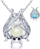 925 Sterling Silver Bat Necklace Cute Animal Glowing in The Dark Halloween Jewelry Gift for Women Girl