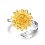 Yellow Sunflower with CZ Warmth Positivity Ring