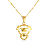 18K Gold Fashion Pig Hollow Pendant Necklace