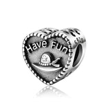 HAVE FUN heart shape Bracelet Letter Beads charms Sterling Silver Beaded Jewelry