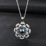 Fashion Snowflake  freshwater Pearl  Pendant Boutique  S925 Sterling Silver Water Wave Chain
