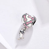 S925 sterling silver Oxidized Epoxy Cute Dog Charms