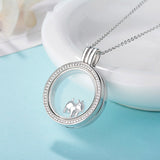 925 sterling silver necklace circle pendant with craft animal charms dog charms fashion jewelry making women gift