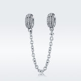 S925 sterling silver Oxidized zirconia simple safety chain charms