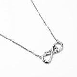 Infinity love Gold Footprints Ribbon Bow Necklace Letter Pendant Creative Eternal Knot Pendant Sterling Silver Plated