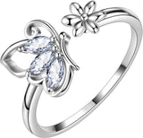 Butterfly Jewelry Women 925 Sterling Silver Butterflies Rings Wedding Gift