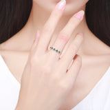 S925 sterling silver green light rhodium ring oxidized zircon ring