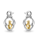 Penguin and Kid Femme Animal Earrings Silver for Women