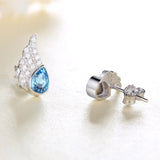  Silver Heart &Angle Stud Earrings