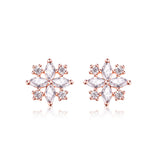 S925 sterling silver rose gold snowflake stud earrings wholesale