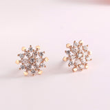 silver zircon snowflake stud earrings 