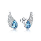 Audrey Crystal Earrings 925 Sterling Silver Stud Earrings Ocean Heart Earrings Crystal Angle Wing Jewelry