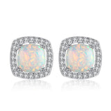 Opal zircon Platinum Earrings S925 Sterling Silver Women's Earrings