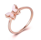 Sterling Silver Created Pearl Butterfly Jewelry Rings for Women Birthday Gift