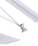 925 Sterling Silver Vintage Letter K Alphabet Pendant Necklace Fashion Jewelry For Women