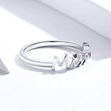 S925 Sterling Silver Miss You Letter Ring Platinum Plated Zircon Ring