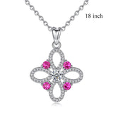 925 Sterling Silver Purple Cubic Zirconia Flower Pendant Necklace For Women Fashion Jewelry girlfriend Gift