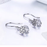 925 Sterling Silver  Zircon Snowflake Drop Earrings
