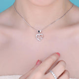 Heart Rose Silver Pendant Necklace 925 Sterling Silver Choker Statement Necklace For Women