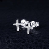 Cross Cubic Zirconia Stud Earrings 925 Sterling Silver Earrings For Women Girls Korean Earrings Fashion Jewelry