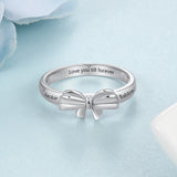 Personalized Engraved Name Promise Rings for Women Custom BFF Best Friend BowKnot Ring Gift for Girlfriend