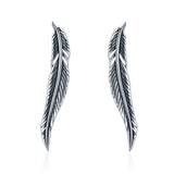  Silver Feather Retro Wings Stud Earrings