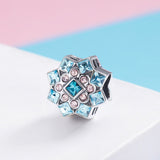 S925 Sterling Silver White Gold Plated Zircon Snowflake Charms