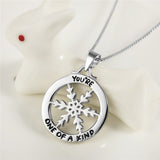 Snowflake circle lettering necklace cute girl sterling silver necklace