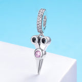 S925 sterling silver zirconia small scissors charms