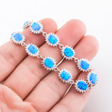 Blue Opal Gemstone Bracelet Fashionable Design Silver Bracelet